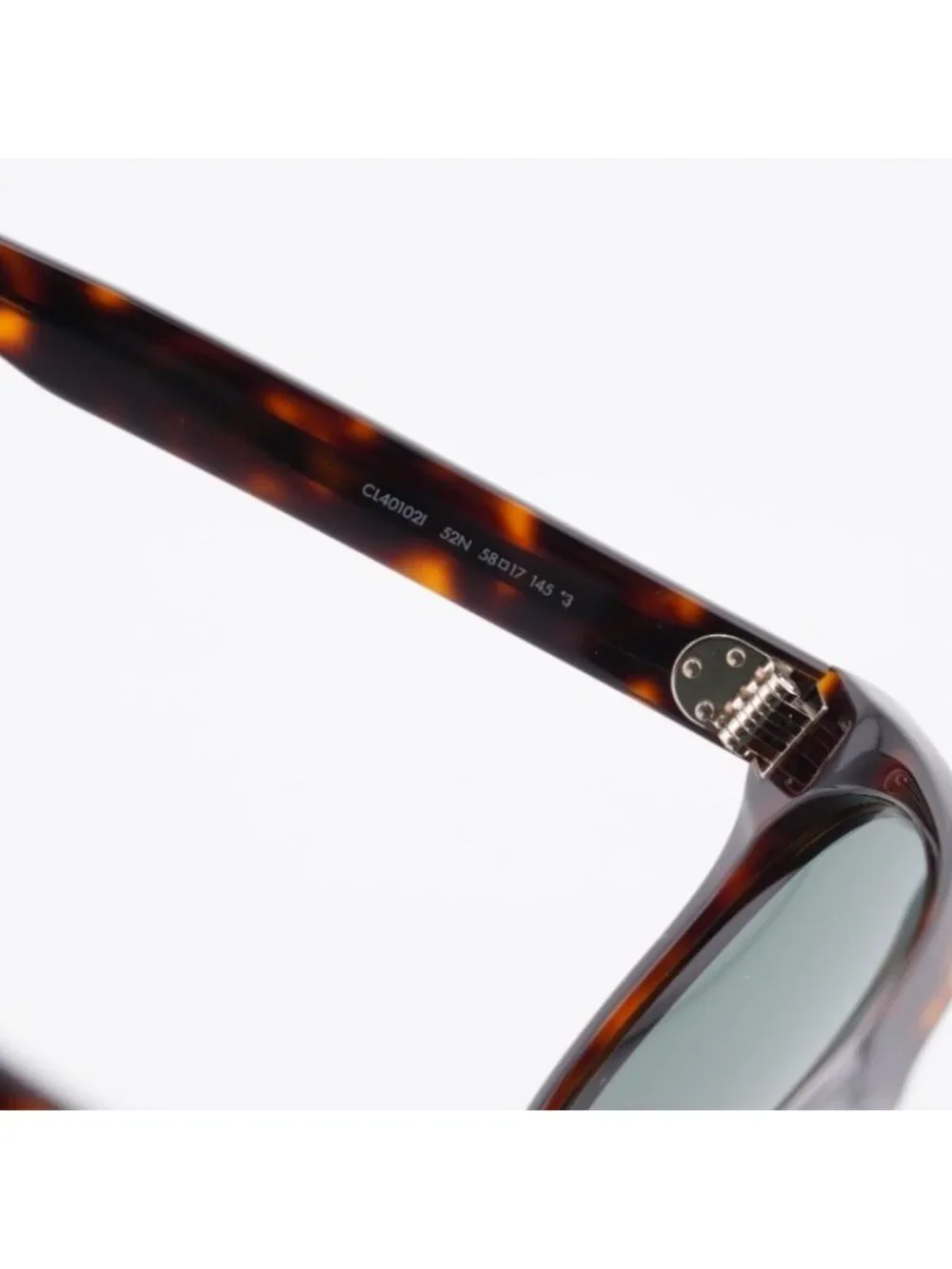 Celine Paris CL40102I 52N Sunglasses Dark Havana Square Frame, Green Lenses